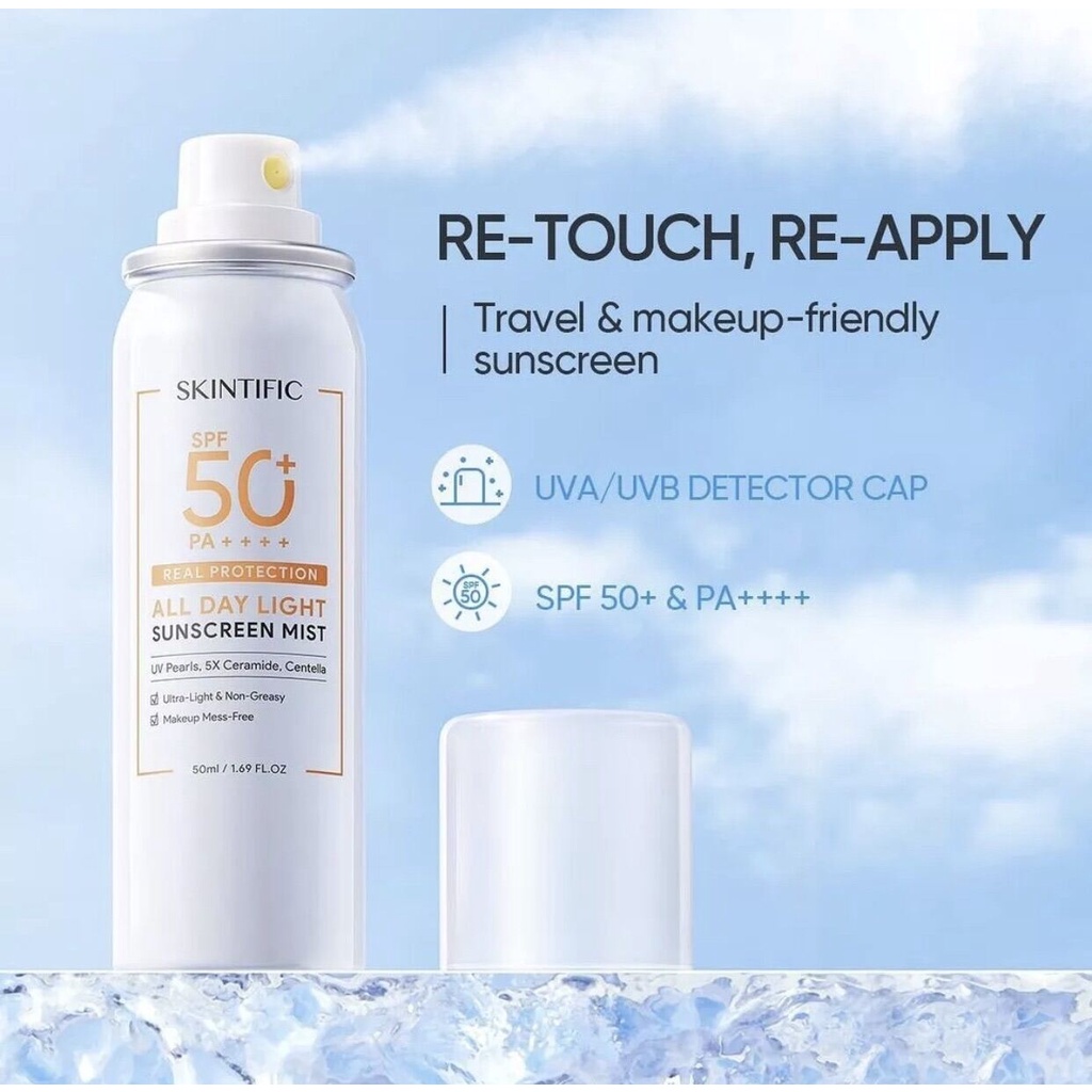 SKINTIFIC All Day Light Sunscreen Mist SPF50 PA++++ 50ml