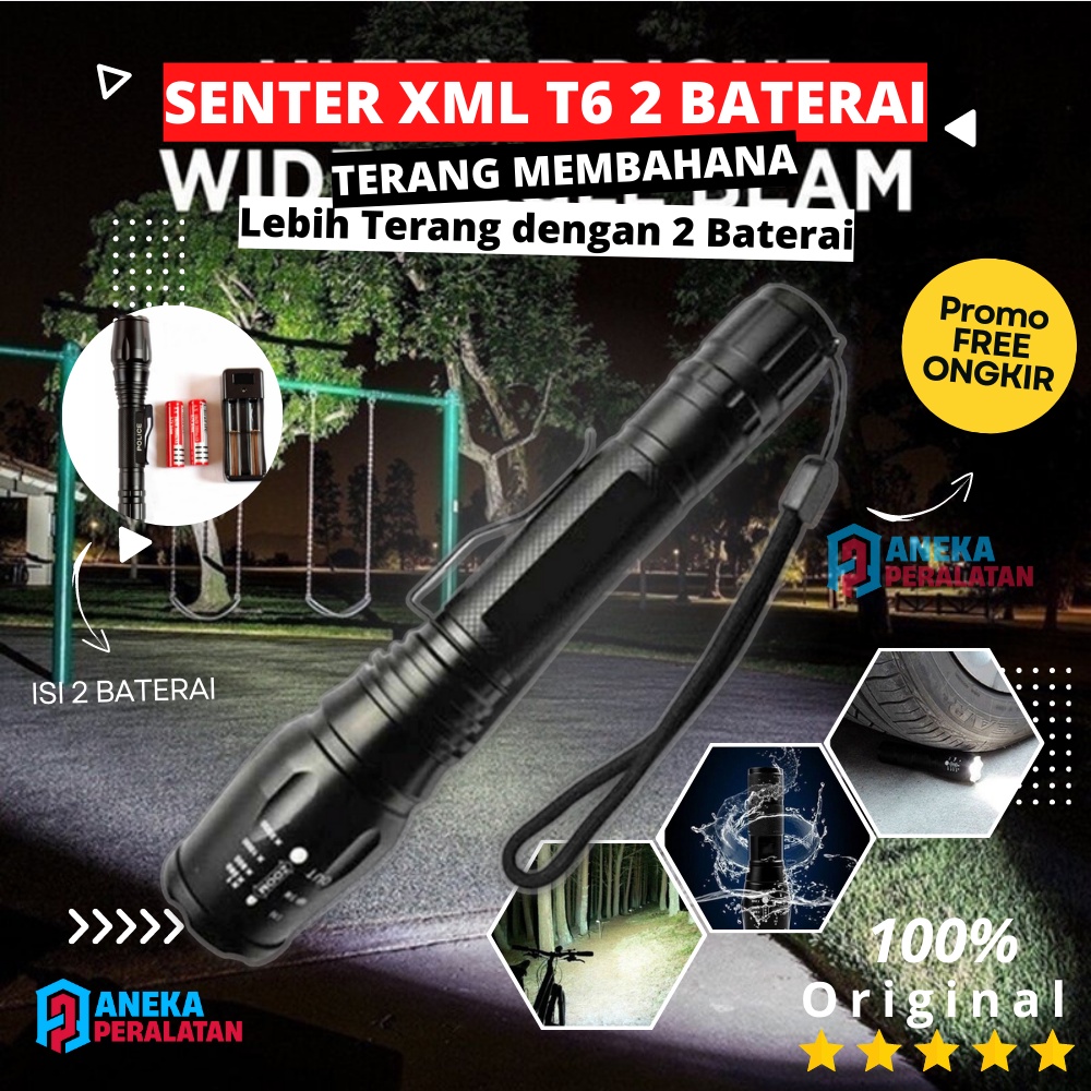 Senter SWAT POLICE T6 2 BATERAI CAS / SENTER POLISI SUPER TERANG  BISA ZOOM ORIGINAL