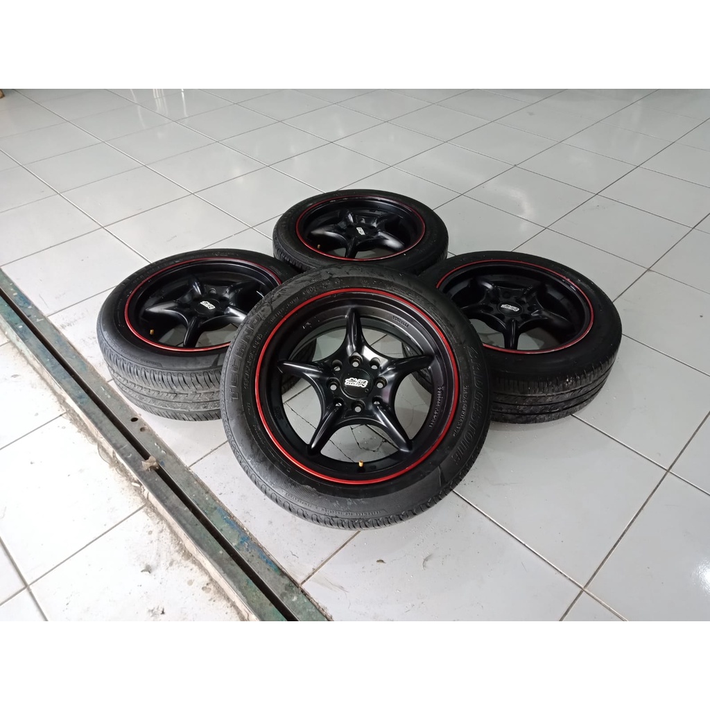Pelek Mobil Second Racing Mugen RNR Ring 15 Baut 4 PCD 100/114 Ban 185 55 R15 For Corolla, Soluna, M