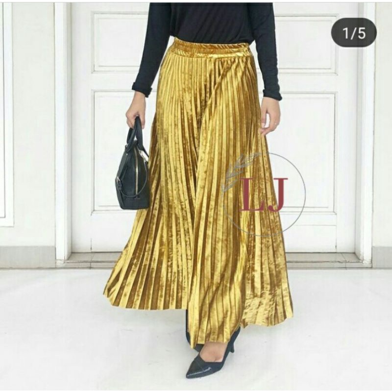 Rok Plisket Bludru Premium | Rok Plisket Beludru Import | Rok Velvet Import