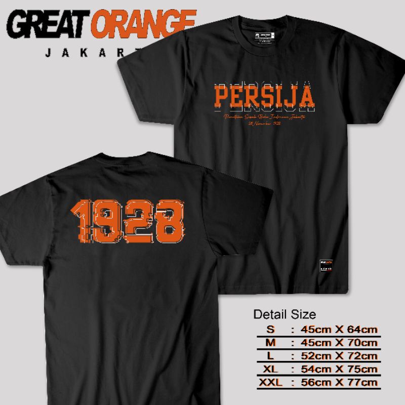 Tshirt Persija 1928 Hitam | Kaos Persija | Kaos Great Orange