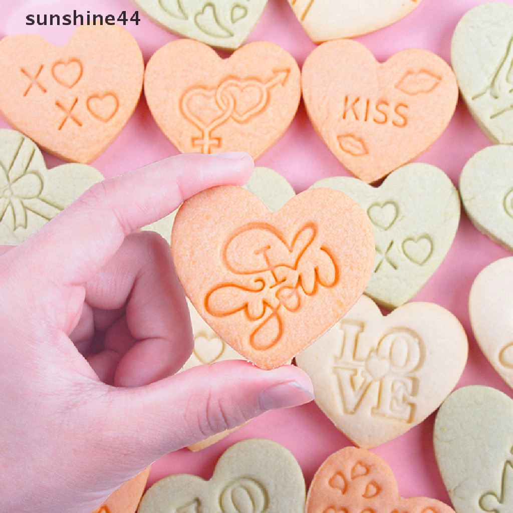 Sunshine 10Pcs/Set Cetakan Biskuit Valene Day Love Bentuk Hati Cookie Molds Baking.