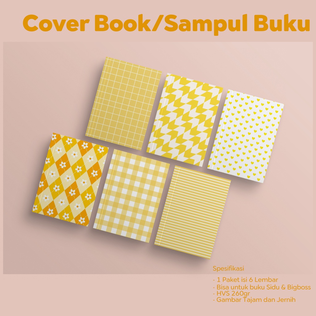 

6 LEMBAR SAMPUL BUKU YELLOW | SAMPUL BUKU AESTHETIC | COVER BOOK AESTHETIC | SAMPUL BUKU LUCU