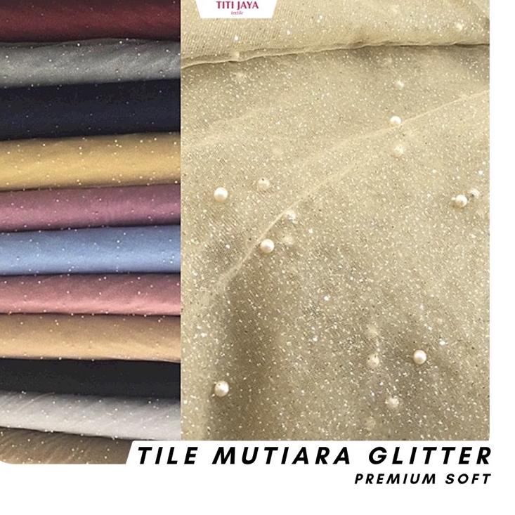 ✔️  Kain TILE MUTIARA GLITTER Premium / Pearl Tulle Exclusive Pearls