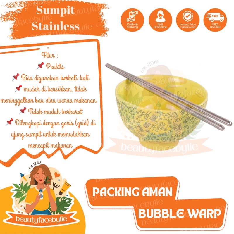 Alat Makan Sumpit Chopstik Stainless Polos