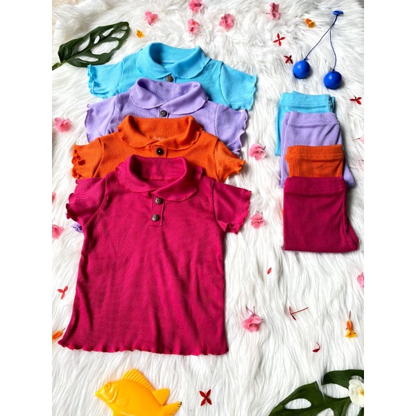 Baju Atasan Anak Perempuan Curly Ruffle Knit Tee Rib 1-5 Tahun