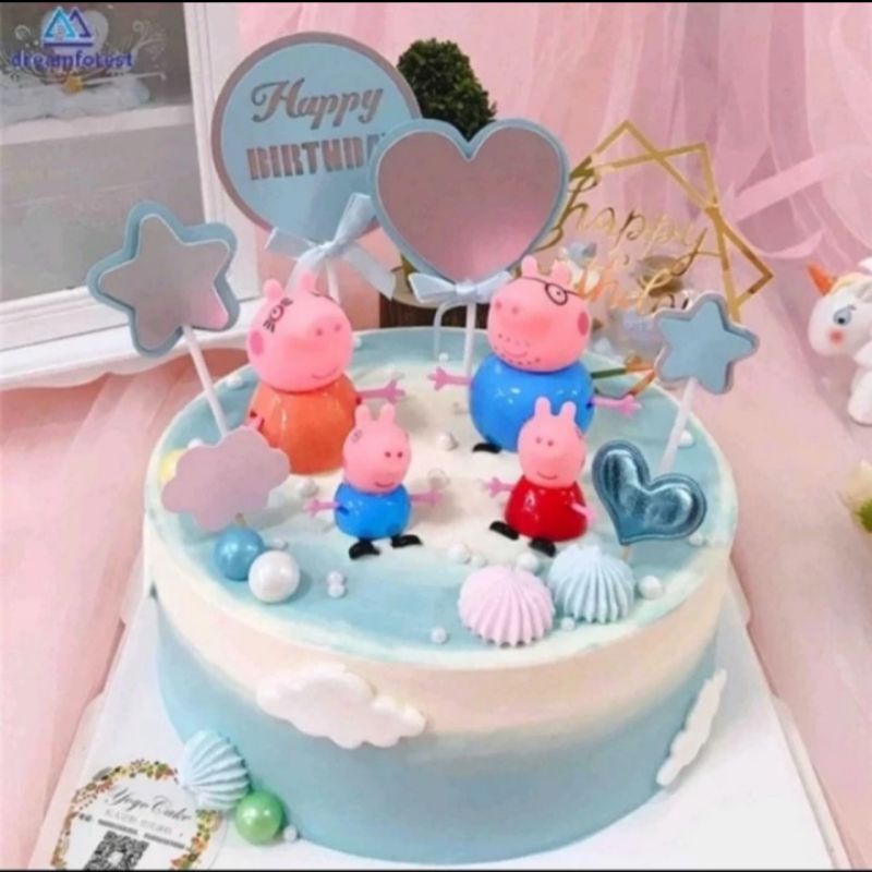Topper Kue Peppa Pig, Hiasan Kue Peppa Pig, Mainan Peppa Pig