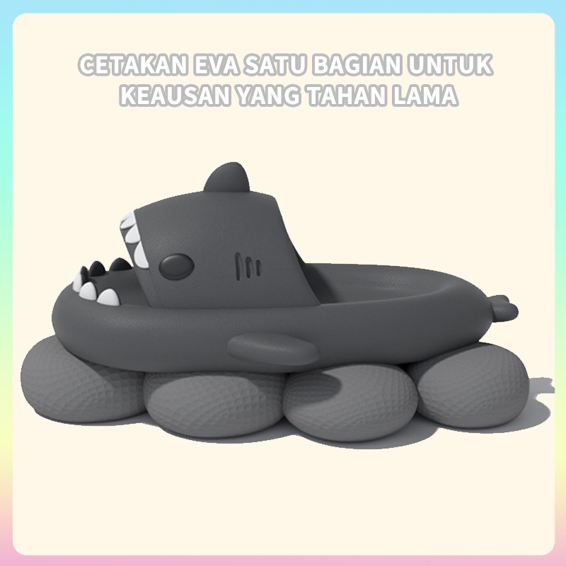 Sandal Hiu Wanita Korea Kekinian Lucu sandal jelly wanita terbaru import Sandal Slop Flat rumah Rumahan Empuk Elastis EVA