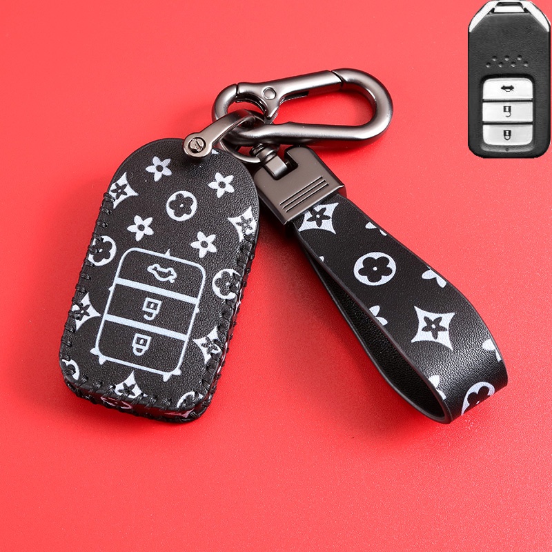 Untuk Honda HRV Jazz BRV CRV City Accord Civic Keyless Remote Kunci Mobil Leather Case Cover