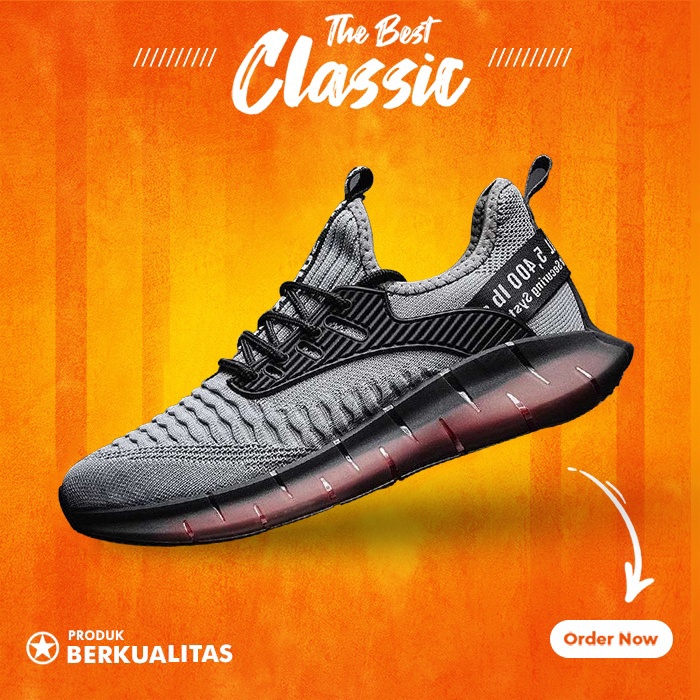 Sepatu Sneakers Olahraga Sport Hitam Putih Pria Cowok Original Import Spatu Sneaker Lari Murah Runni