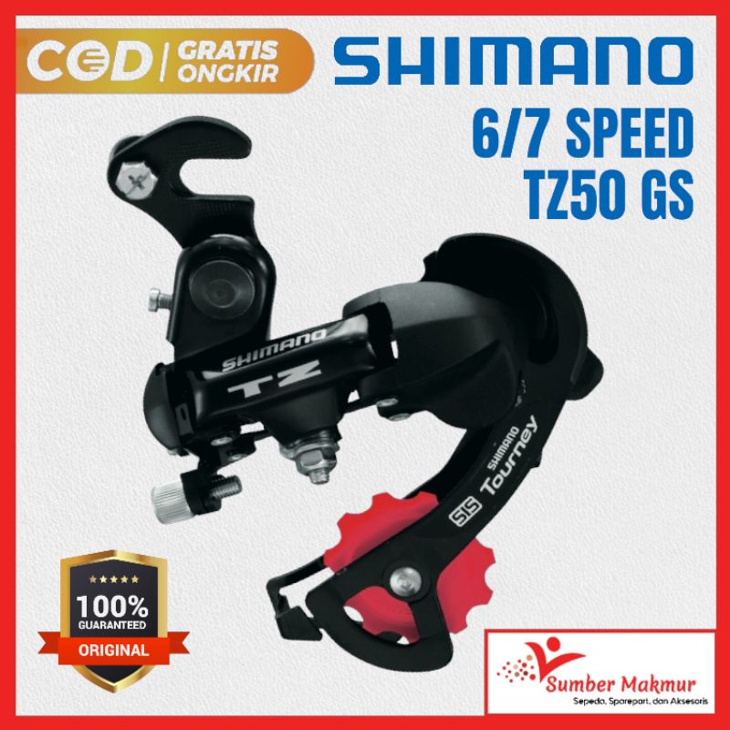 Rear Drailleur RD Operan Gigi Belakang Shimano Tourney TZ50 GS 6 7 Speed Original Sepeda Gunung MTB 