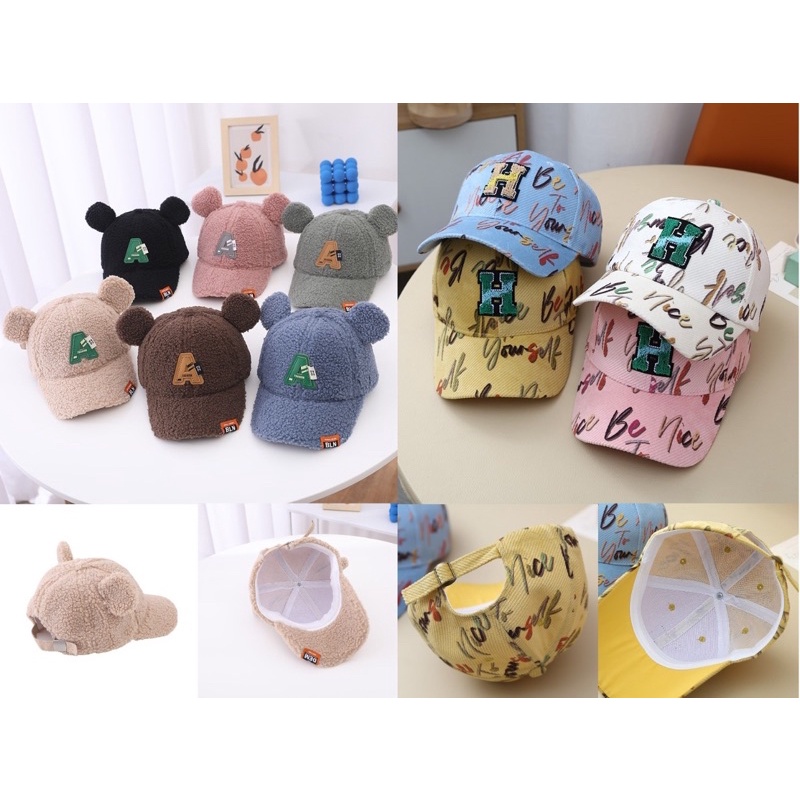 Topi baseball anak bayi laki laki / perempuan motif tulisan bordir baby baseball hat cap HANG