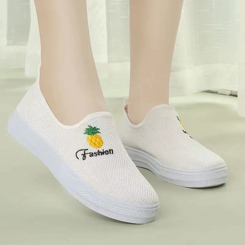 Gobra ♕ SEP023 (Tanpa Kotak) Sepatu Sneakers Nenas Nanas Tanpa Tali Fashion Wanita Casual Sport Santai Olahraga Import