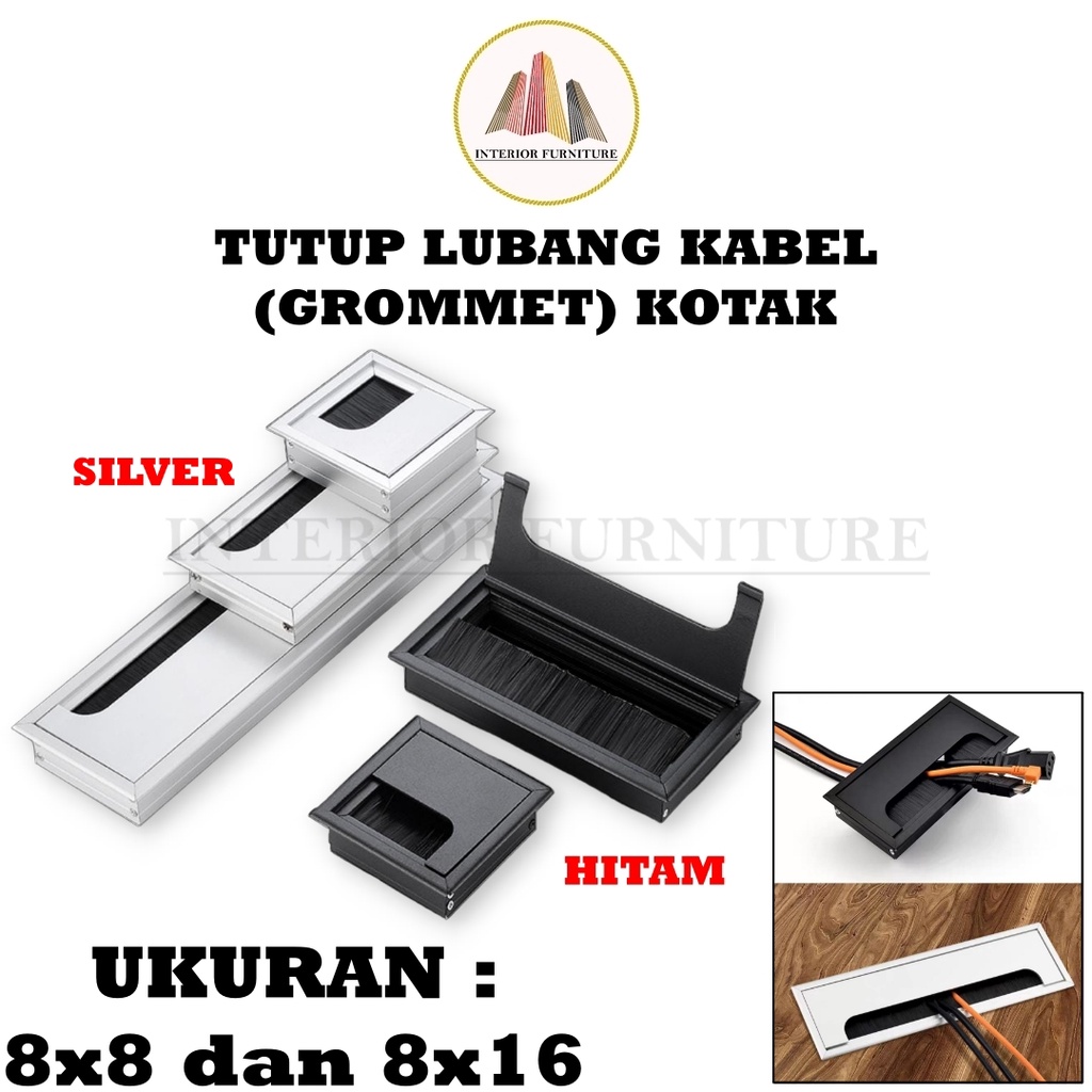 Lobang Kabel / Lubang Kabel Kotak / Lubang Grommet Bentuk Persegi Panjang Bahan Plastik Untuk Dekorasi Meja Komputer