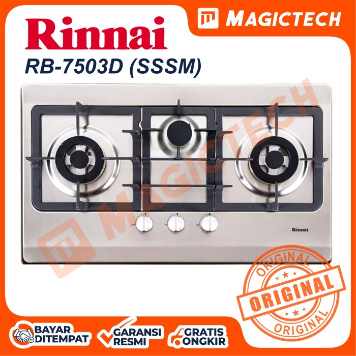 KOMPOR TANAM RINNAI 3 TUNGKU RB-7503D(SSSM) - STAINLESS STEEL