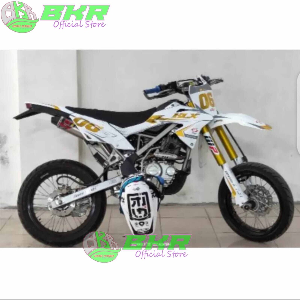 DECAL KLX BF VARIASI PUTIH GOLD || DECAL KLX 150 BF,BISA TAMBAH NAMA,GANTI WARNA DAN NOMOR