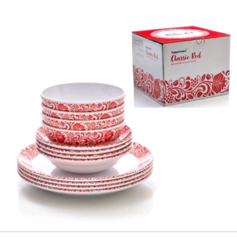 

PROMO 12pcs Classic Red Metric Melamine Collection Set Wadah Saji Tanpa Sendok ya