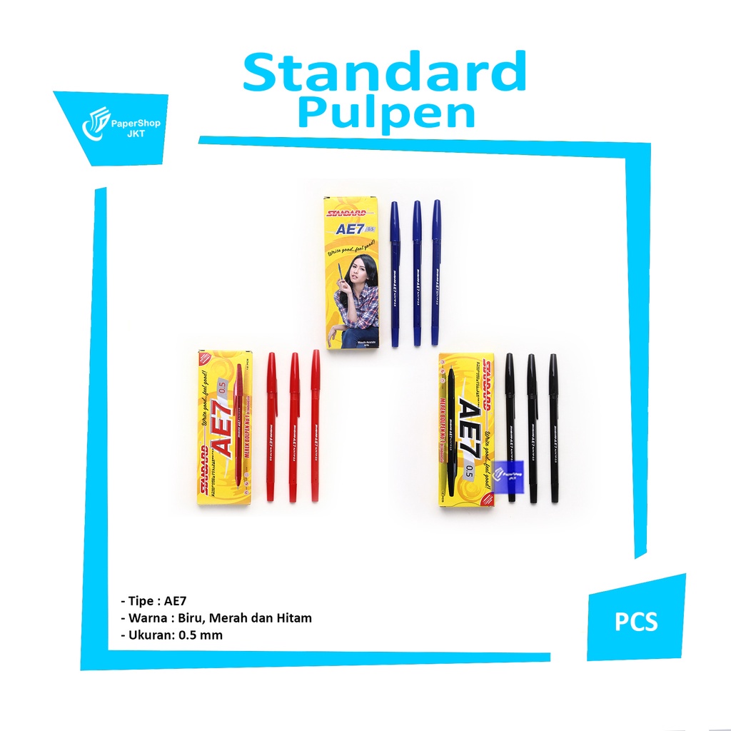 

STANDARD - Pulpen Bolpen Ball Point AE7 0.5mm - Pcs