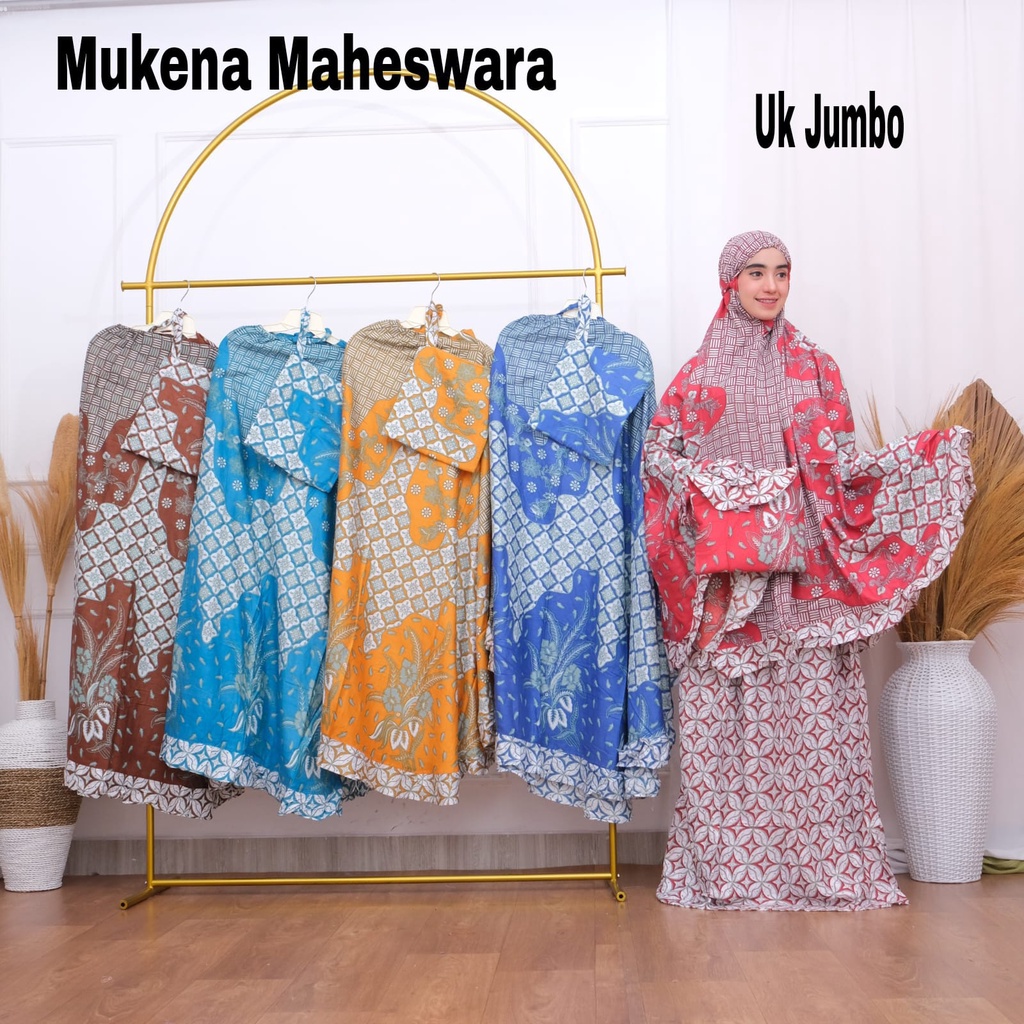 Mukena Motif Bunga / Batik - Rayon Atasan Bawahan Ukuran Jumbo Handmade Mukenah High Quality - Dewasa