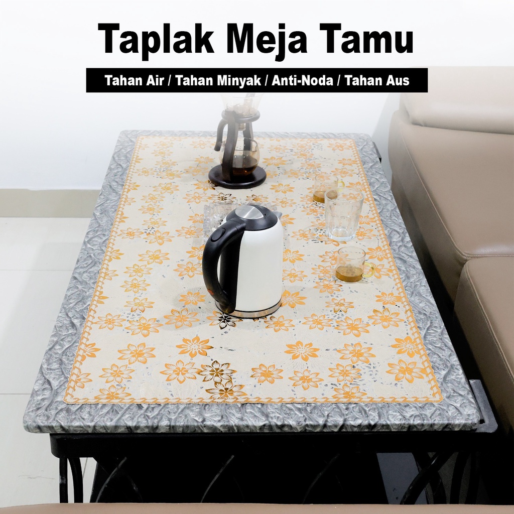 Taplak Meja Tamu Gold Motif Persegi Panjang Terbaru Ukuran 60x120cm Bahan PVC Tebal Premium Anti Air Perlengkapan Dekorasi Rumah Tangga Import Terbaru - D6 - Comfort Homes