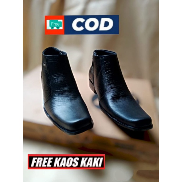 Sepatu Pantofel Pria Kulit Sapi Asli Garut Sepatu Kerja Kantor Dinas Warna Hitam