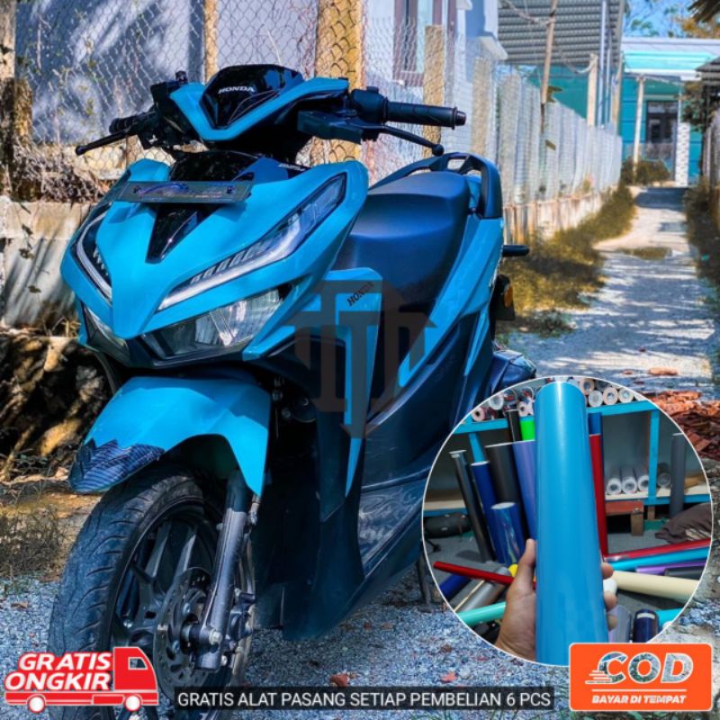 sticker skotlet motor/mobil warna BIRU MUDA GLOSSY
