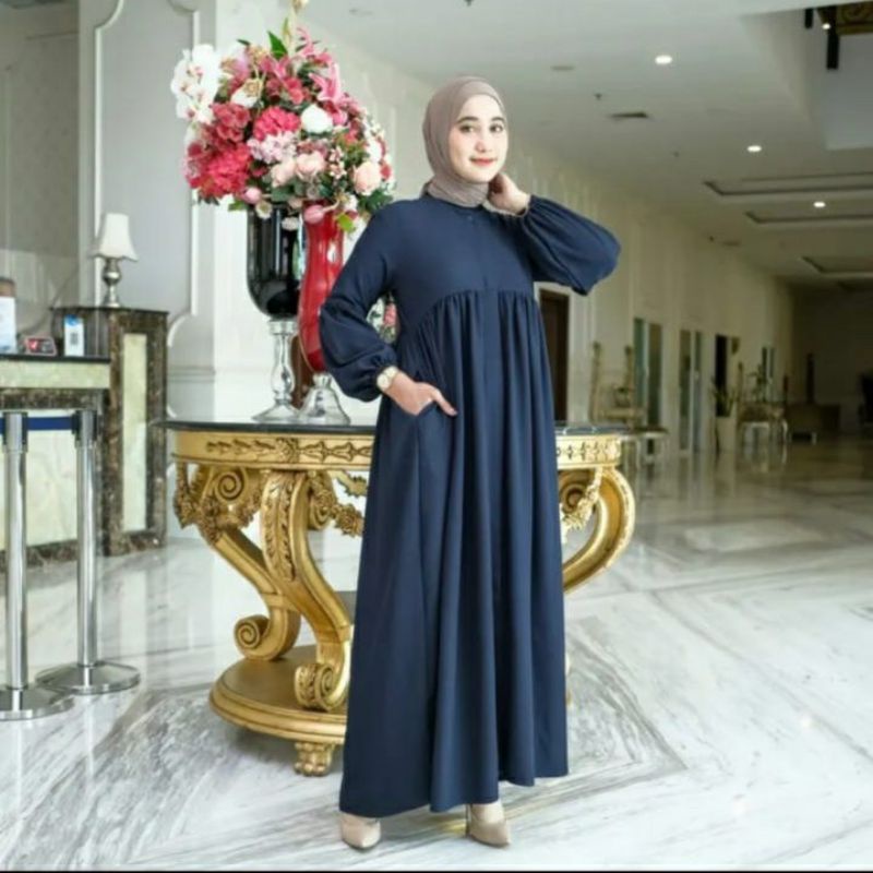 [BISA COD] Terlaris gamis FELY Motif polos|| Longdres Pakaian
