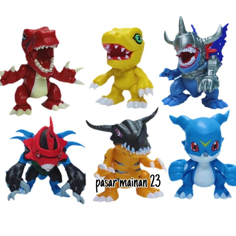 Figure Digimon Agumon Gerymon Set 6 Miniatur pajangan Topper Hiasan