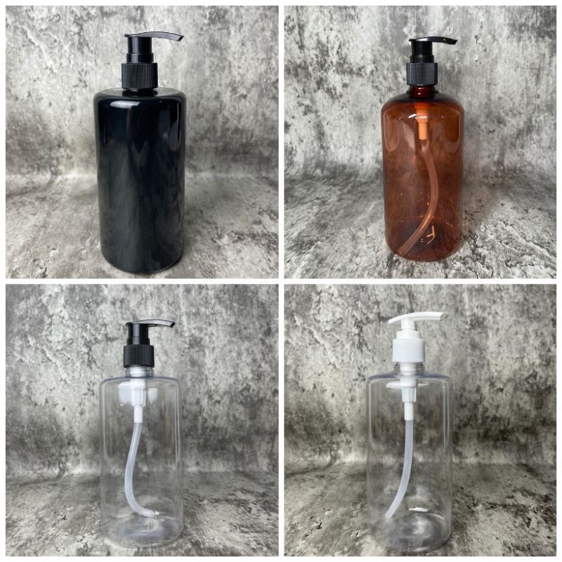 Botol Pet Pump 500ml bening | Amber | putih | Hitam| Import | Tebal