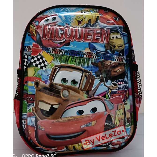 Tas ransel anak laki-laki sekolah PAUD TK karakter mcqueen led