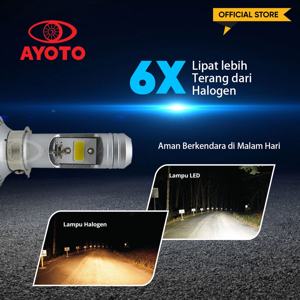 LED UTAMA MOTOR BEBEK MATIC AYOTO M1A H6 AC DC PNP 18W BEAT VARIO MIO