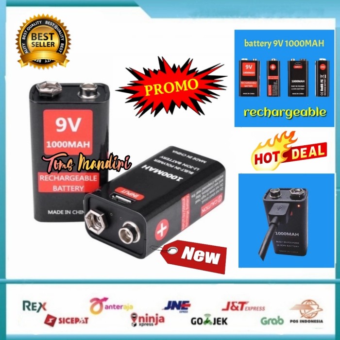 BATTERY KOTAK 9V 1000MAH RECHARGEABLE USB ISI ULANG