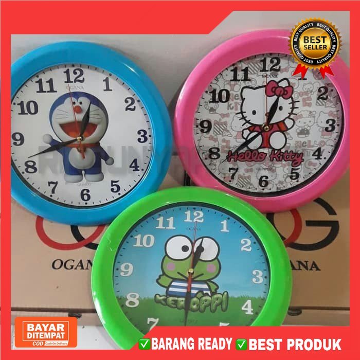 [RS] JAM DINDING ANALOG KARAKTER ANAK UNIK DORAEMON HELLO KITTY KEROPPY KEROPPI