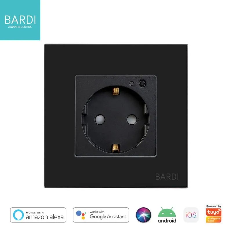 BARDI Smart Wall Socket Wifi EU /UNI White Black For Alexa Google Home