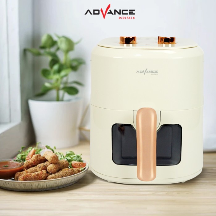 Fryer Advance Electric Air Fryer Adf-50Aw Transparan Glass 800 Watt Garansi