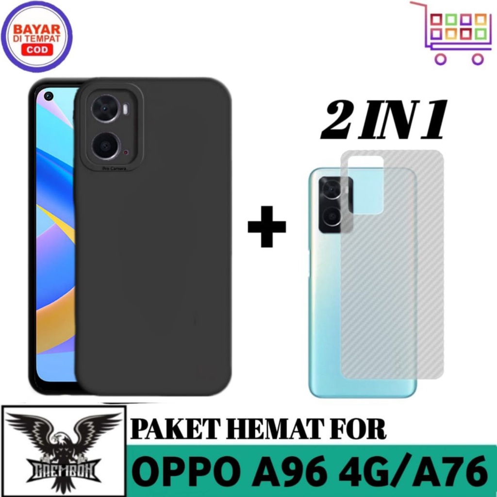 Promo Case Oppo A96 / A76 Free Garskin Carbon Premium Casing Cover