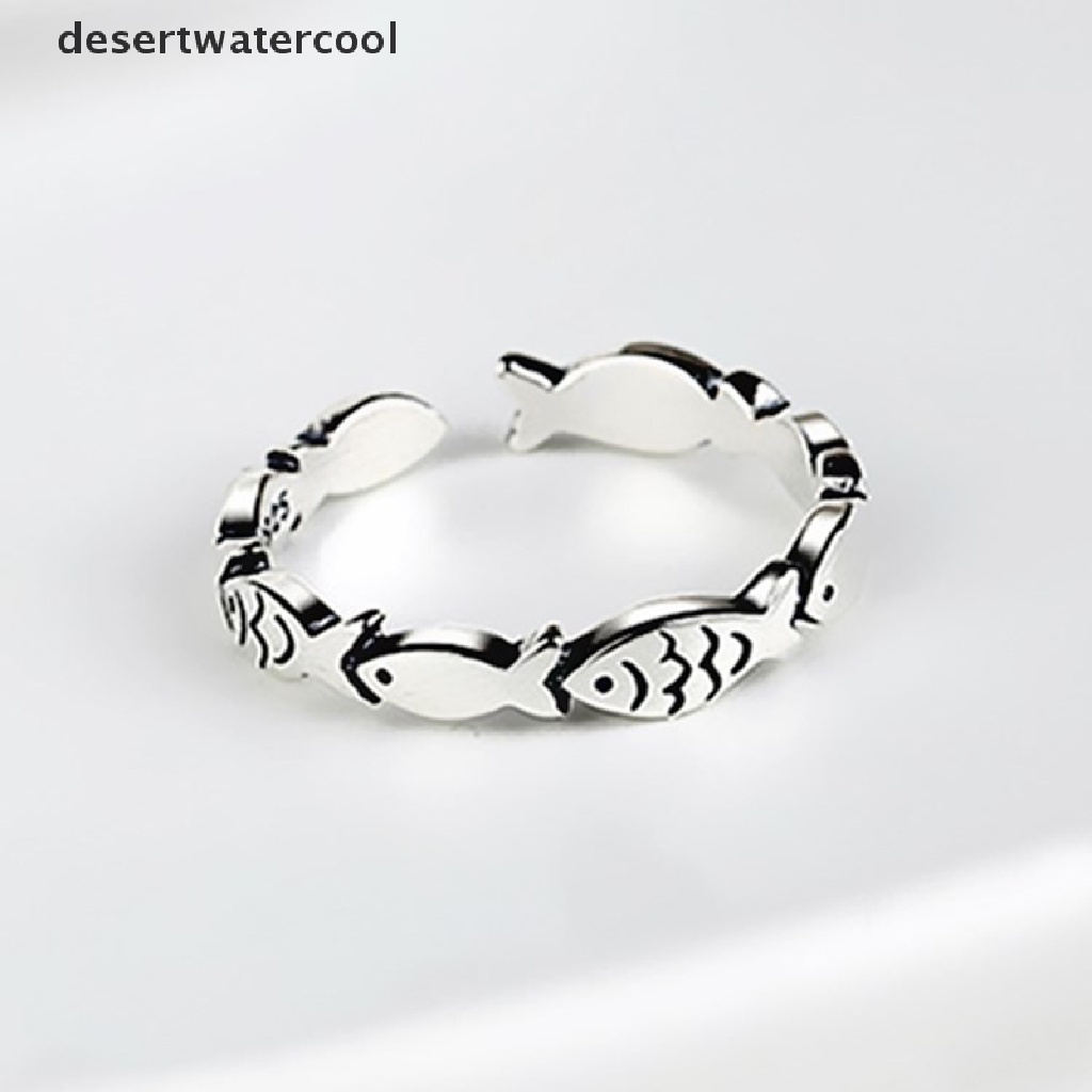 Deid Cincin Ikan Warna Perak Antik Cincin Jari Terbuka Perhiasan Pertunangan Cantik Martijn