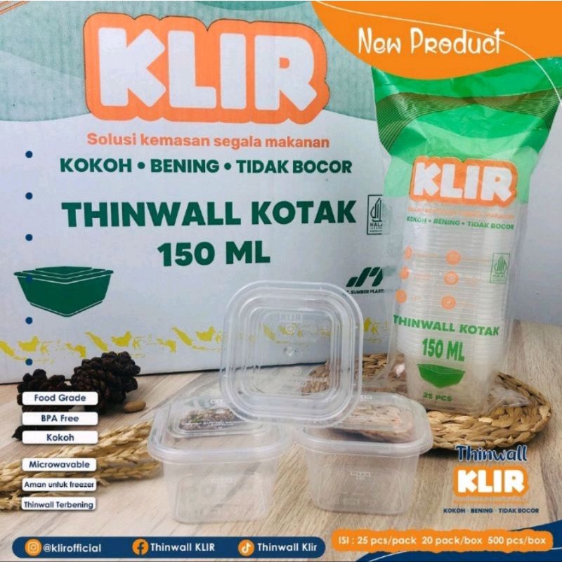 Thinwall SQUARE MINI 150ml + Tutup /cup dessert / thinwall kotak 150ml