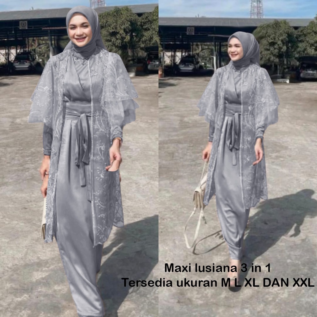 MAXI LUSIANA 3 IN 1 DRESS PARTY TILE MUTIARA GAMIS TERLARIS TERBARU GOOD QUALITY