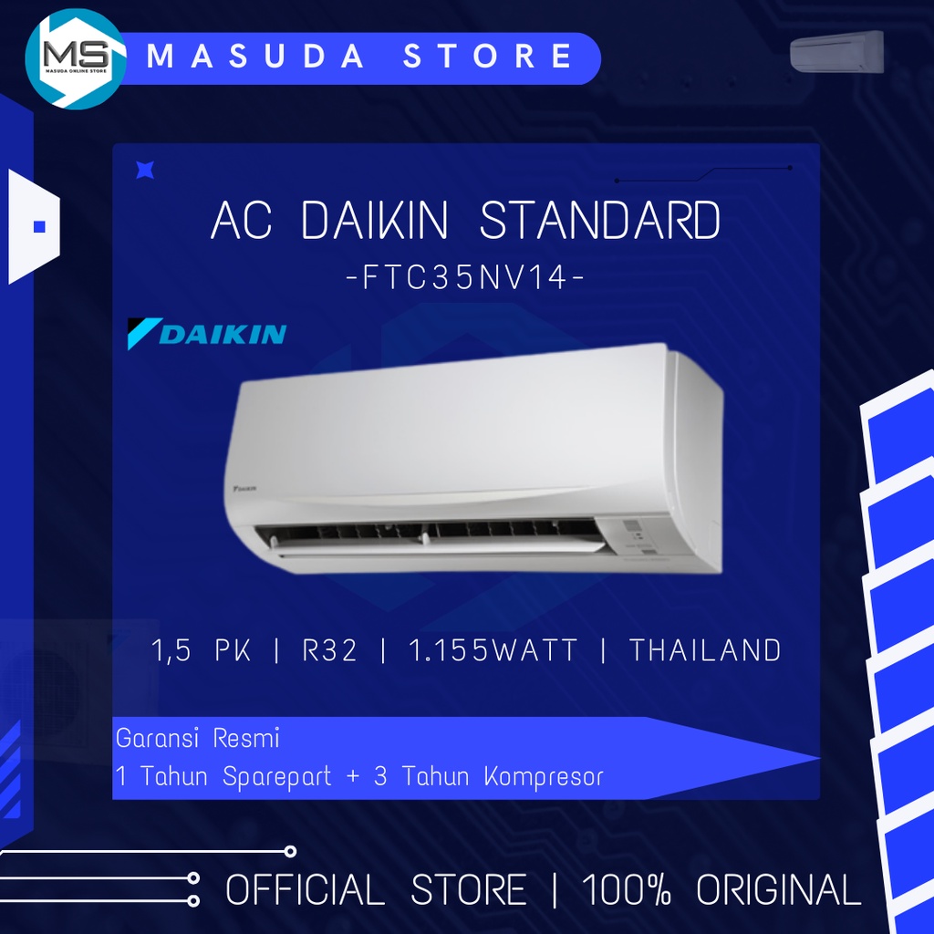 Jual AC DAIKIN FTC35NV14 AC DAIKIN 1,5 PK AC DAIKIN STANDARD 1,5 PK
