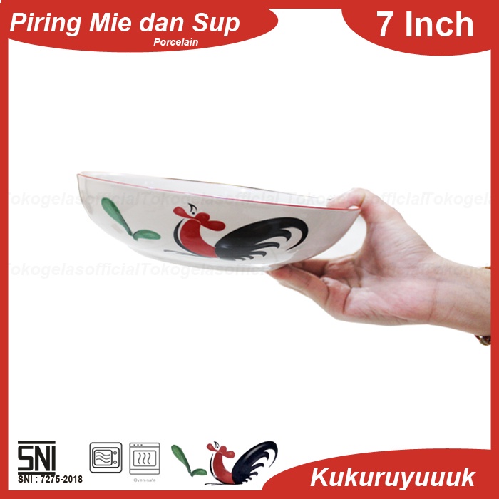 Piring Mie Ayam Jago/Piring Pasta Ayam Jago/Piring Sup Porcelain/Plate/Piring Spaghetti