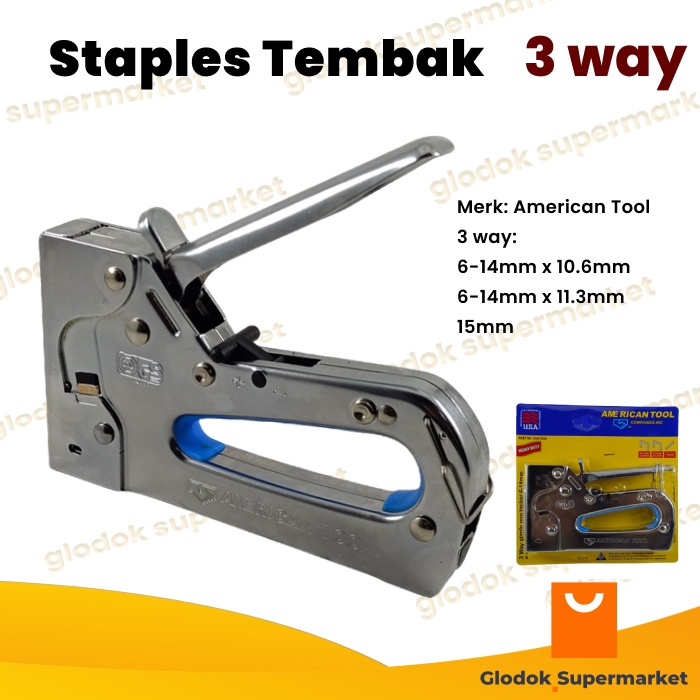 Staples Tembak Jok Staple Gun 6-14mm American Tools 3 Way Stapler Gun