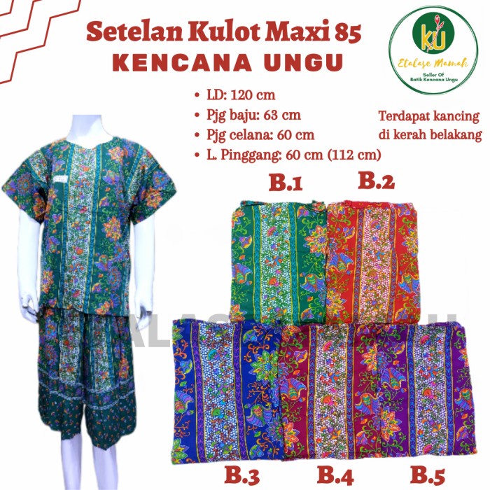 SETELAN KULOT KENCANA UNGU LABEL HIJAU/ BAJU DASTER DAN CELANA WANITA