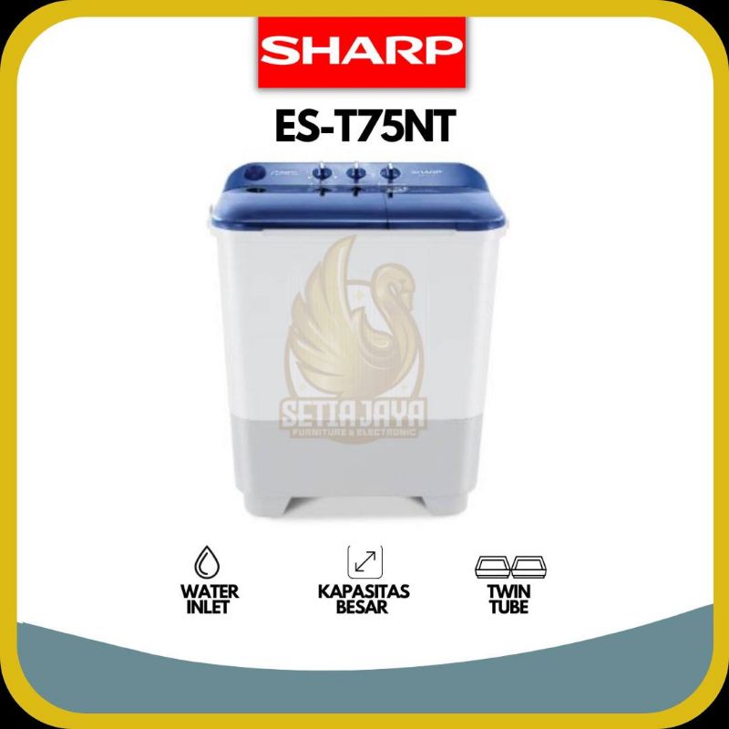 SHARP Mesin Cuci 2 Tabung 7 KG - (ES-T 75NT)