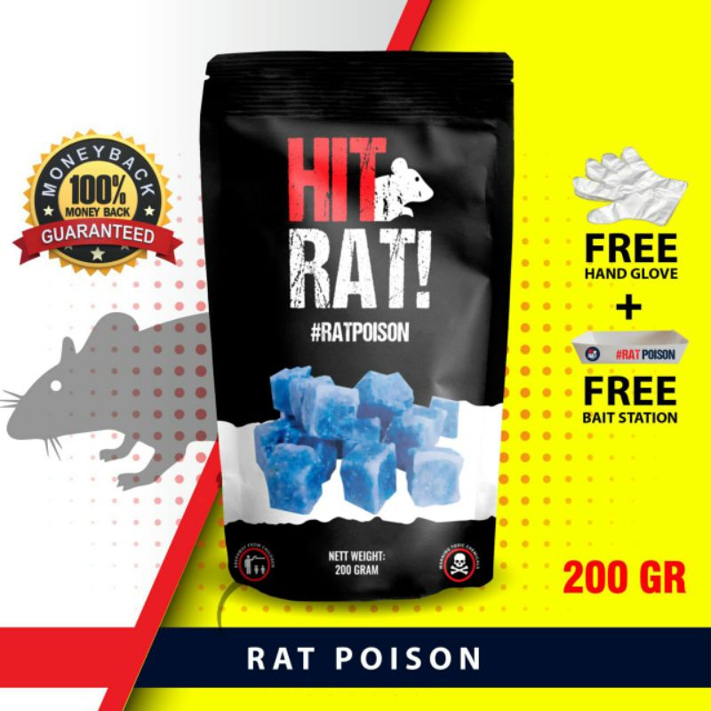 Racun Tikus ORIGINAL 200 Gram Sangat Ampuh basmi TIKUS GOT Tikus BESAR hingga Tikus Atap Rats Killer / Pembunuh Tikus Slow Action Asli Hit Rat! Asli Tidak Bau Mudah Digunakan