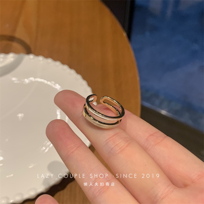 2pcs/set Retro Terbuka Cincin Emas Untuk Wanita Sederhana Adjustable Shell Rings Perhiasan Aksesoris