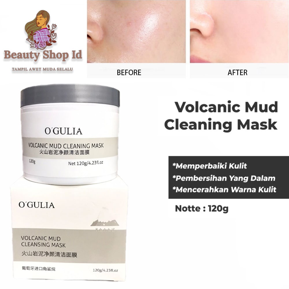 O'GULIA Volcanic Mud Facial Whitening Clay Mask Masker Wajah Pembersih Pori Pori