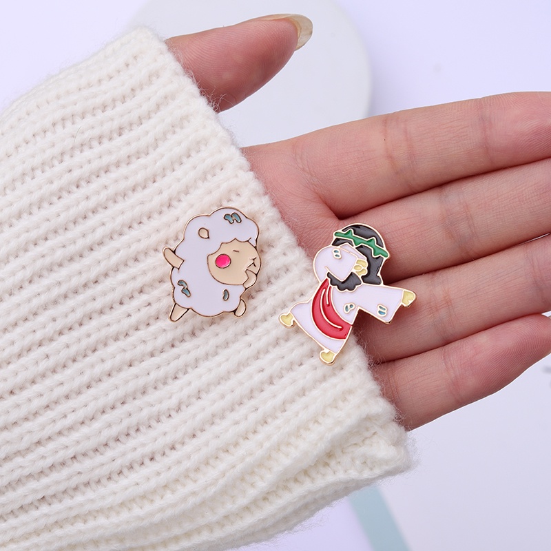 Indah Kartun Domba Enamel Pin Hewan Lucu Bros Untuk Anak-Anak Perempuan Pakaian Kerah Pin Lucu Perhiasan Hadiah