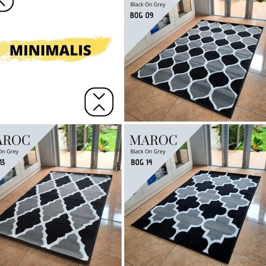 ▼ [Martha Karpet] MAROC Karpet Lantai  Black on Grey Karpet Permadani Bulu Tebal ♬