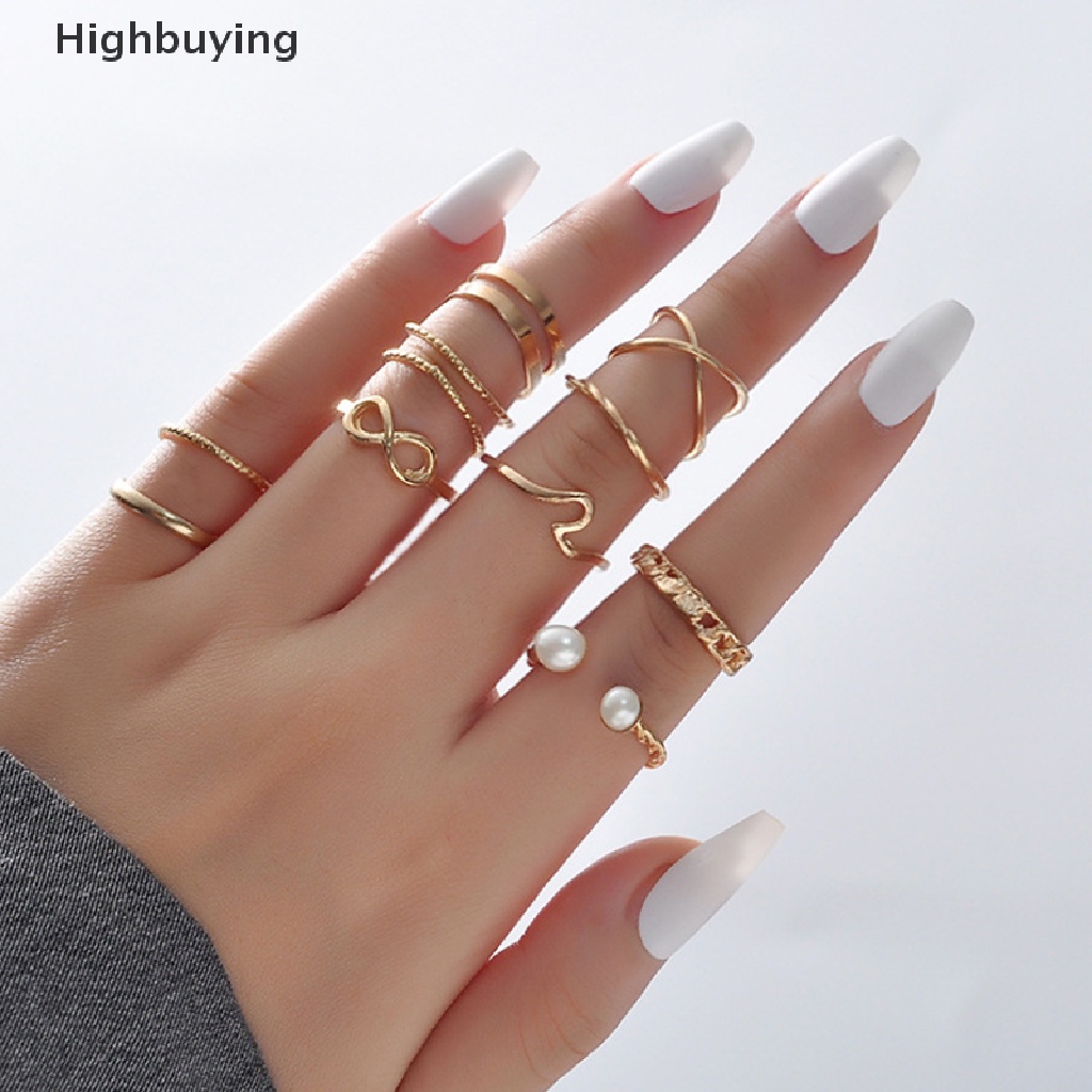 Hbid 8Pcs / Set Bohemian Butterfly Ring Set For Women Fashion Temperament Diamond Inlaid Flower Knuckle Ring Female Charm Jewelry Gift Glory